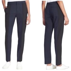Vince Wool Tapered Two Tone Blue Black Seam Front Tuxedo Trousers